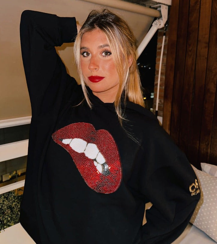 SUDADERA LIP BITE NEGRA Cotton Sail Swimwear