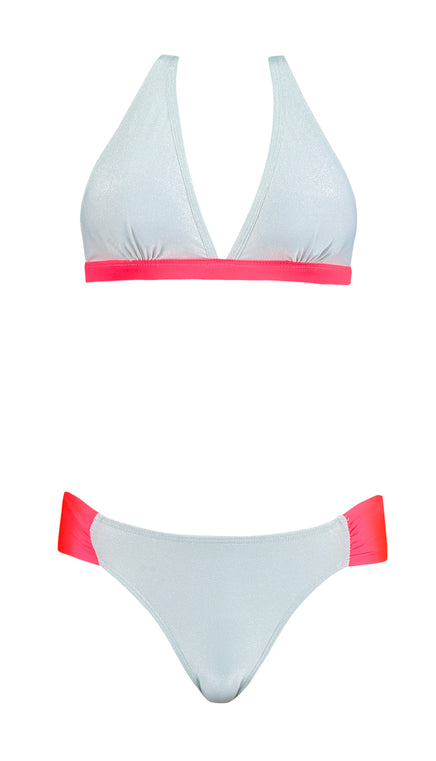 BIKINI BALI BLANCO LÚREX Y RUBÍ FLÚOR Cotton Sail Swimwear