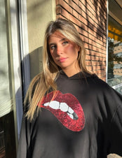 SUDADERA LIP BITE NEGRA Cotton Sail Swimwear