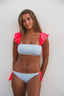 Bikini Volantes Gris y Rosa flúor Cotton Sail Swimwear