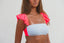 Bikini Volantes Gris y Rosa flúor Cotton Sail Swimwear