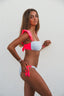 Bikini Volantes Gris y Rosa flúor Cotton Sail Swimwear