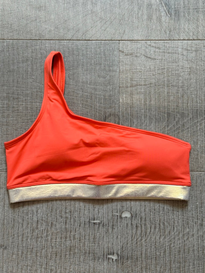 Bikini Asimétrico Mandarina y dorado Cotton Sail Swimwear