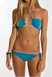 TOP IBIZA LÚREX VERDE PETRÓLEO Cotton Sail Swimwear