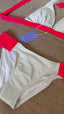 BIKINI BALI BLANCO LÚREX Y RUBÍ FLÚOR