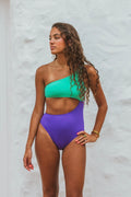 Trikini Copacabana verde agua y violeta Cotton Sail Swimwear